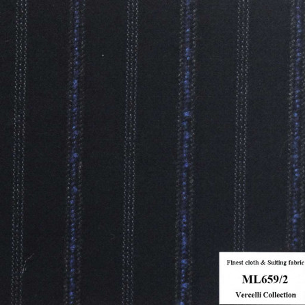 ML659/2 Vercelli CXM - Vải Suit 95% Wool - Xanh Dương Sọc